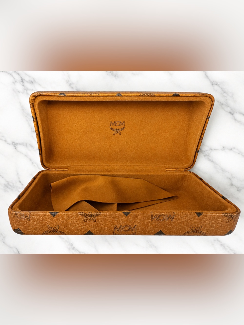 MCM Cognac Monogram Hard Eyewear Case